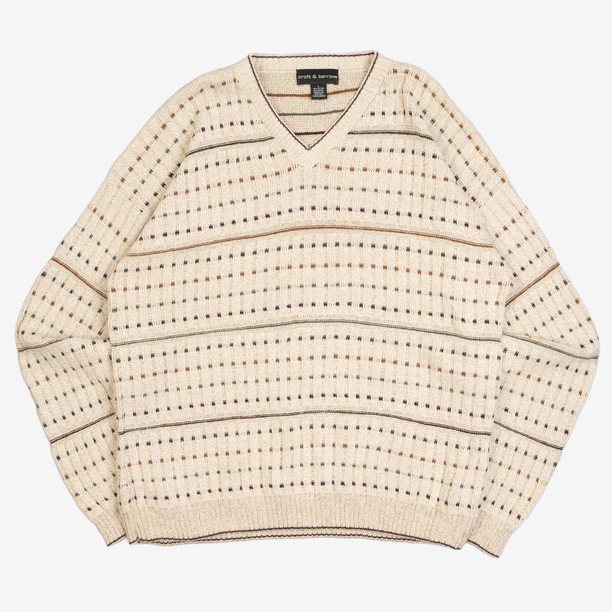 MEN'S VINTAGE 1990S STRUCTURED PATTERNED KNITTED JUMPER - LARGE