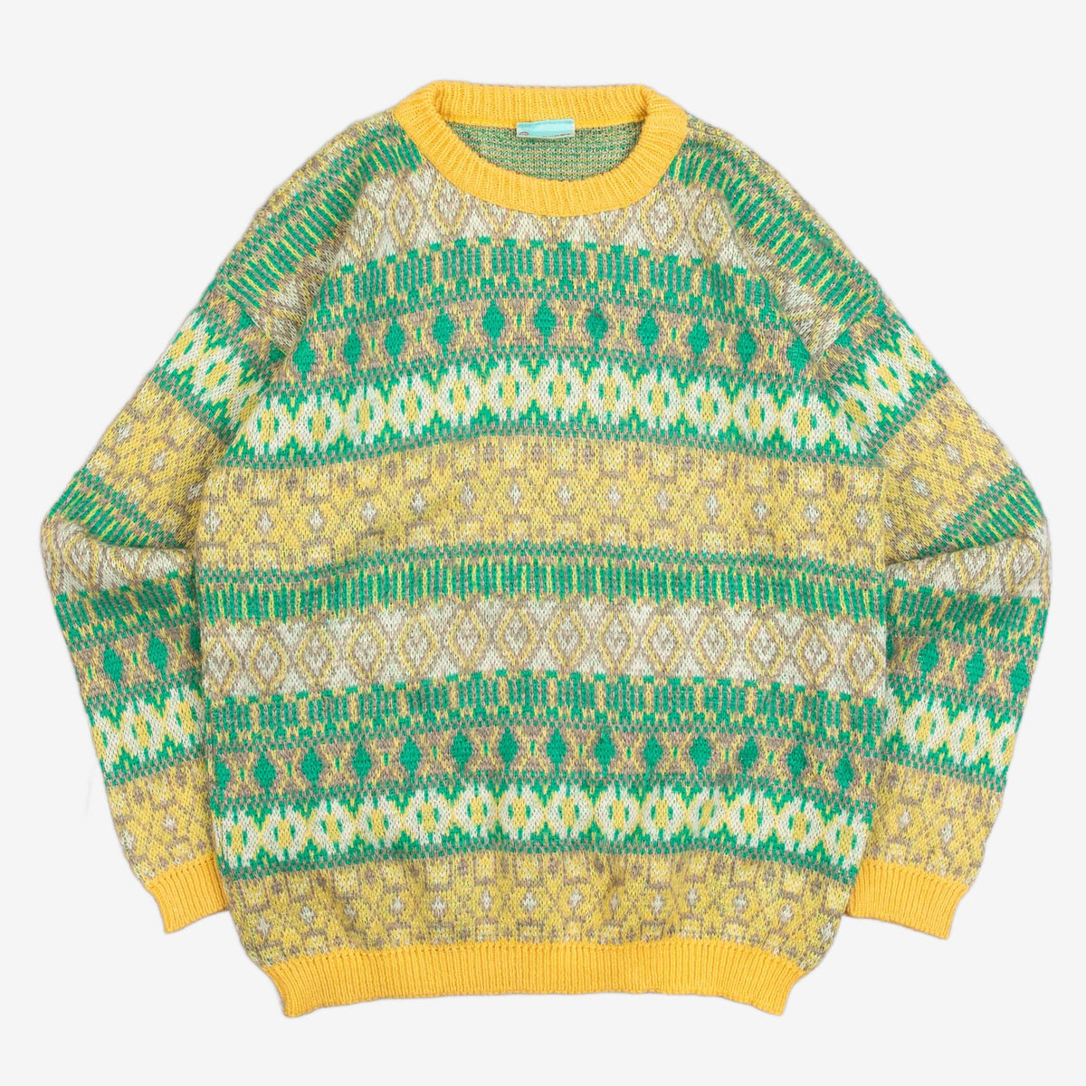 WOMEN'S VINTAGE 1980S PATTERNED KNITTED JUMPER - SMALL
