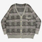 MEN'S VINTAGE 1990S PATTERNED KNITTED CARDIGAN - LARGE