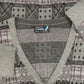 MEN'S VINTAGE 1990S PATTERNED KNITTED CARDIGAN - LARGE