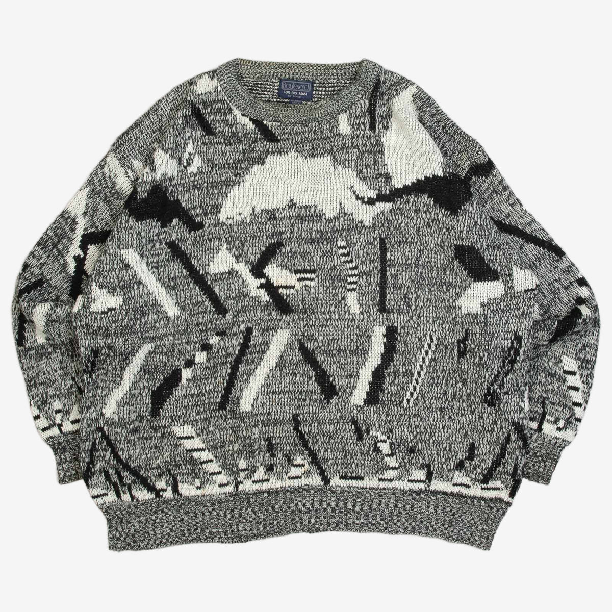 MEN'S VINTAGE 1990S PATTERNED KNITTED JUMPER - XX-LARGE