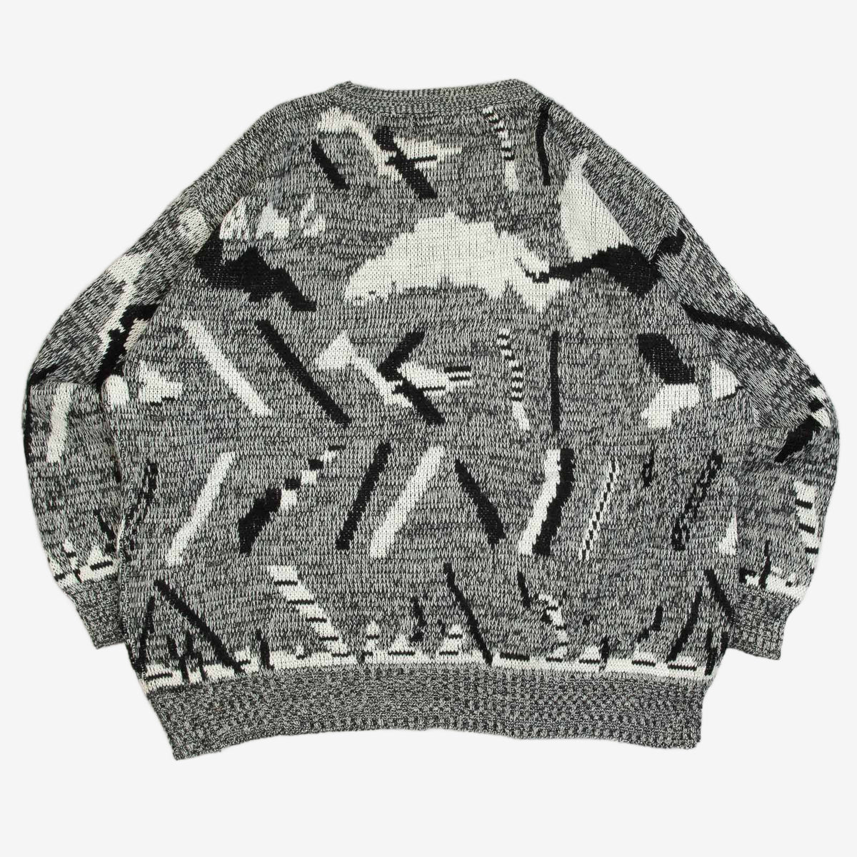 MEN'S VINTAGE 1990S PATTERNED KNITTED JUMPER - XX-LARGE