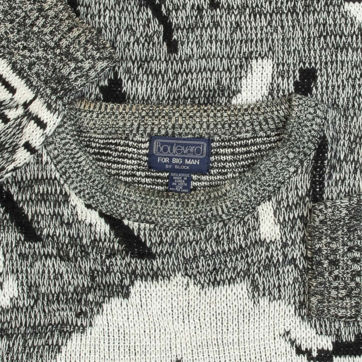 MEN'S VINTAGE 1990S PATTERNED KNITTED JUMPER - XX-LARGE