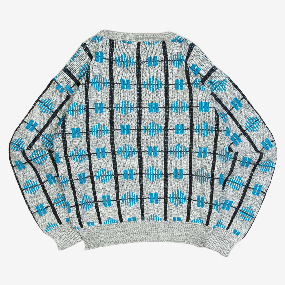 MEN'S VINTAGE 1990S PATTERNED KNITTED JUMPER - MEDIUM