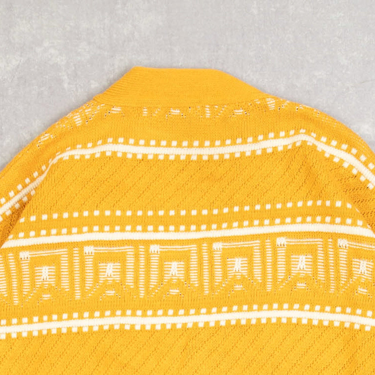 WOMEN'S VINTAGE 1980S STRUCTURED PATTERNED KNITTED CARDIGAN - LARGE