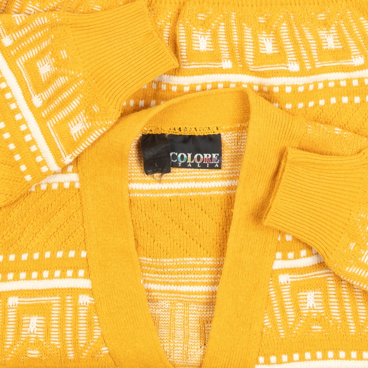 WOMEN'S VINTAGE 1980S STRUCTURED PATTERNED KNITTED CARDIGAN - LARGE