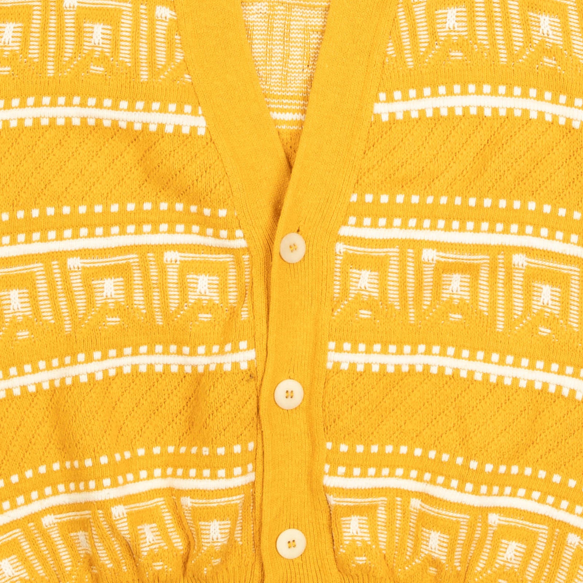 WOMEN'S VINTAGE 1980S STRUCTURED PATTERNED KNITTED CARDIGAN - LARGE