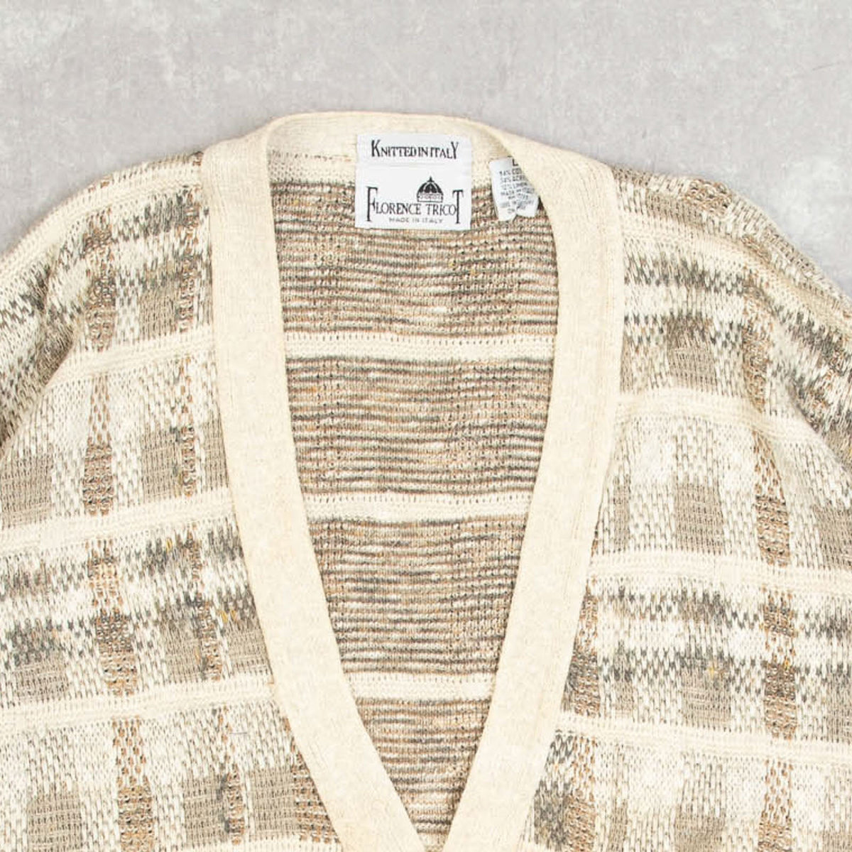 MEN'S VINTAGE 1990S CHECKED STRUCTURED KNITTED CARDIGAN - LARGE