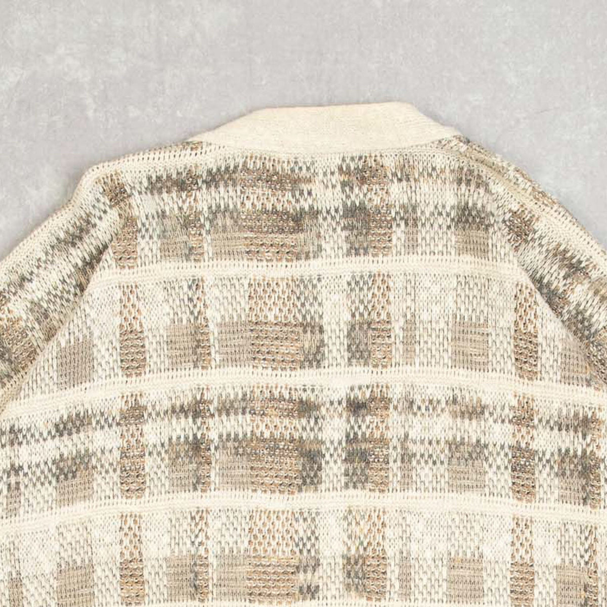MEN'S VINTAGE 1990S CHECKED STRUCTURED KNITTED CARDIGAN - LARGE