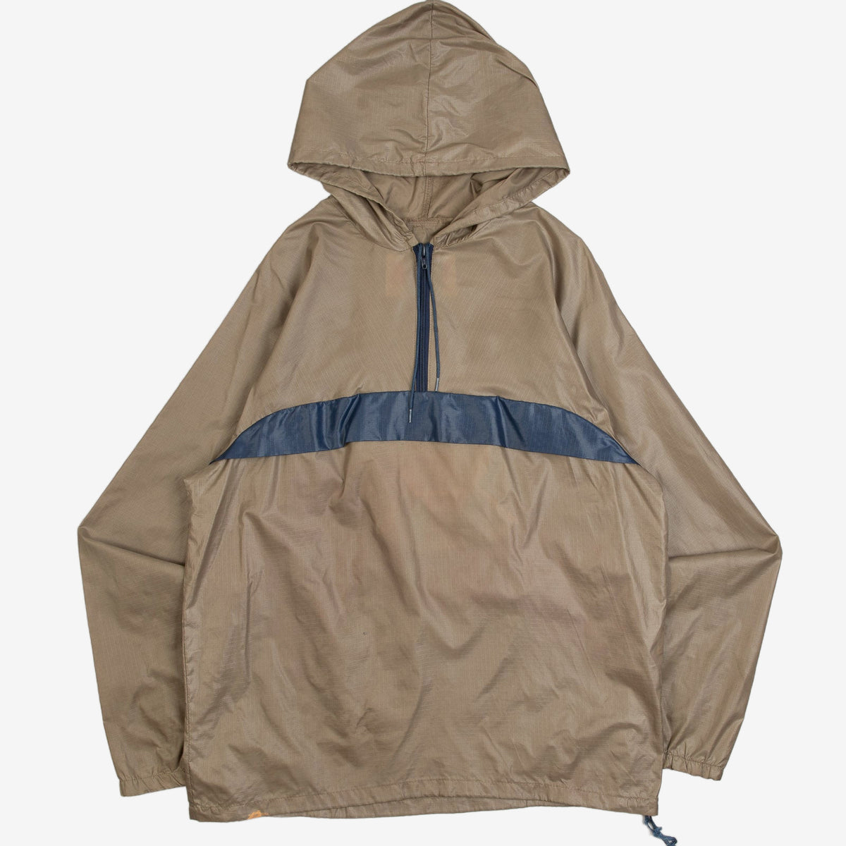 MEN'S VINTAGE 1990S HOODED QUARTER ZIP WINDBREAKER JACKET - MEDIUM