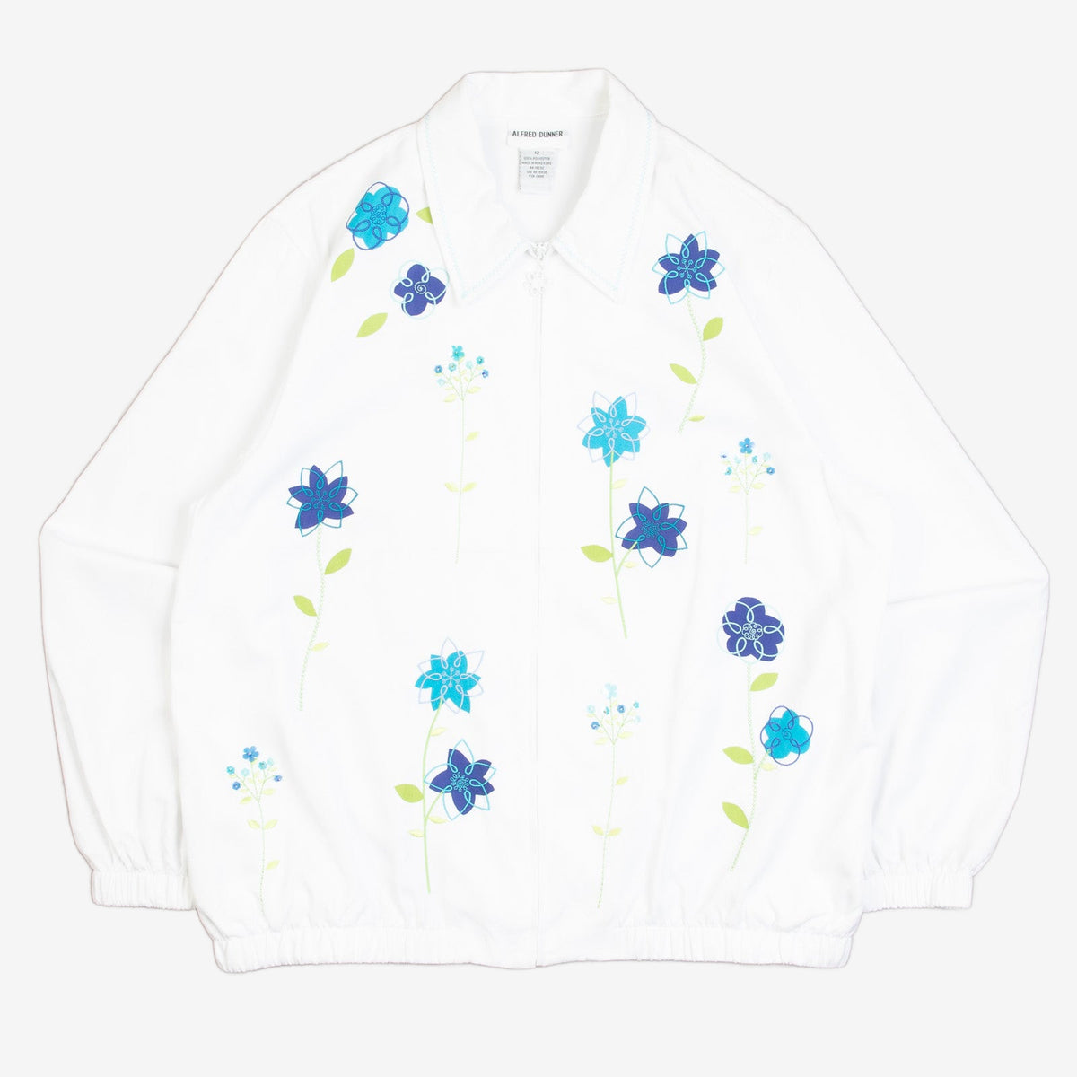 WOMEN'S VINTAGE 1990S FLOWER EMBROIDERED FULL ZIP JACKET - LARGE