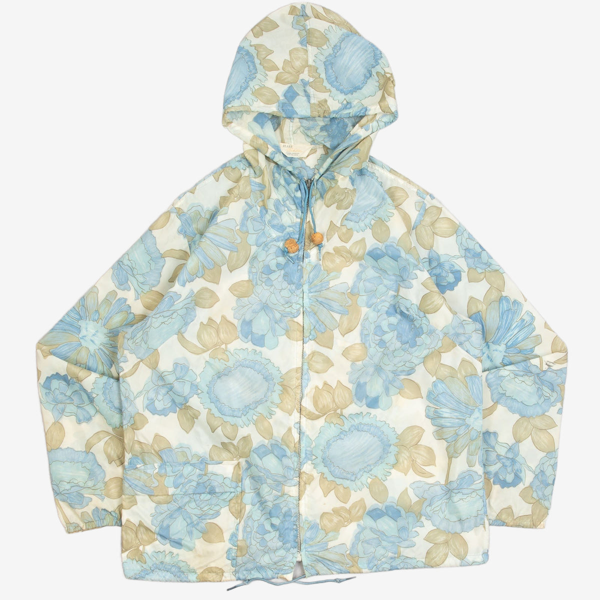 MEN'S VINTAGE 1980S SEARS HOODED FLOWER PRINT LIGHTWEIGHT JACKET - LARGE