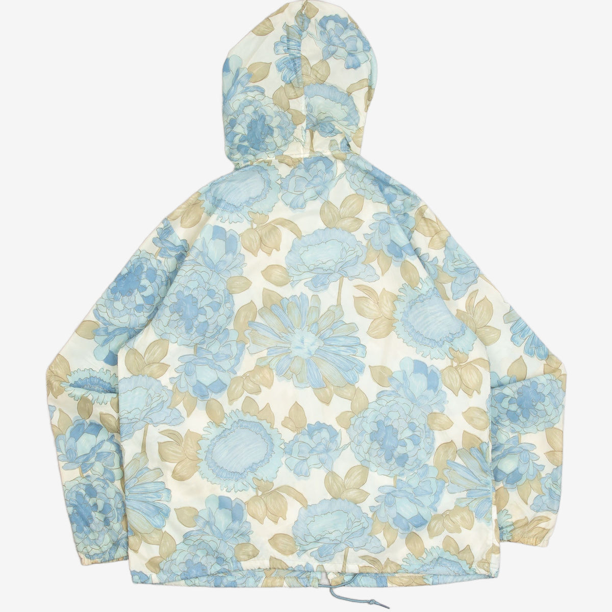 MEN'S VINTAGE 1980S SEARS HOODED FLOWER PRINT LIGHTWEIGHT JACKET - LARGE