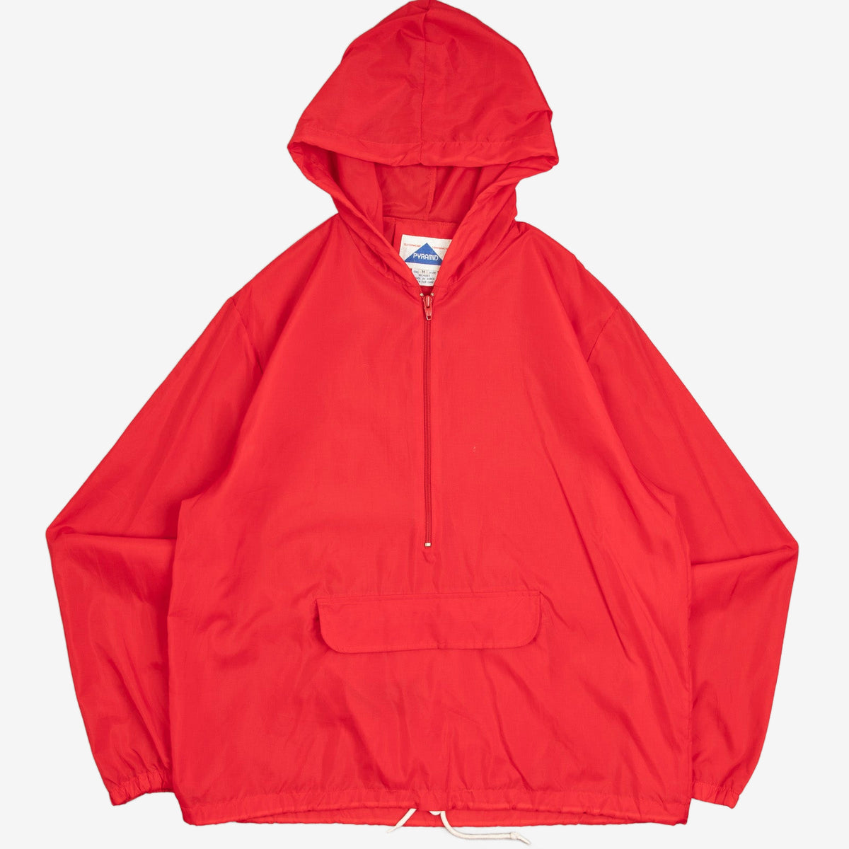 MEN'S VINTAGE 1990S HOODED HALF ZIP WINDBREAKER JACKET - MEDIUM