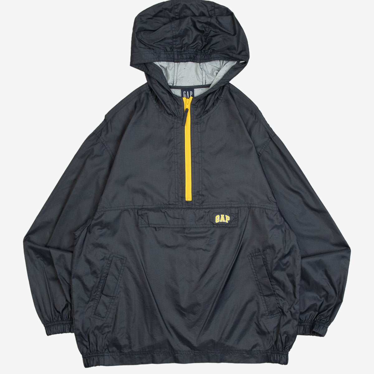 MEN'S VINTAGE 2001 GAP HOODED QUARTER ZIP WINDBREAKER JACKET - MEDIUM