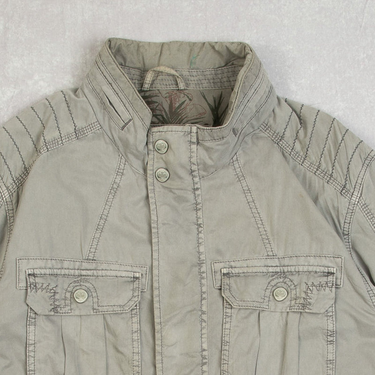 MEN'S VINTAGE 2000S UTILITY MILITARY JACKET - LARGE