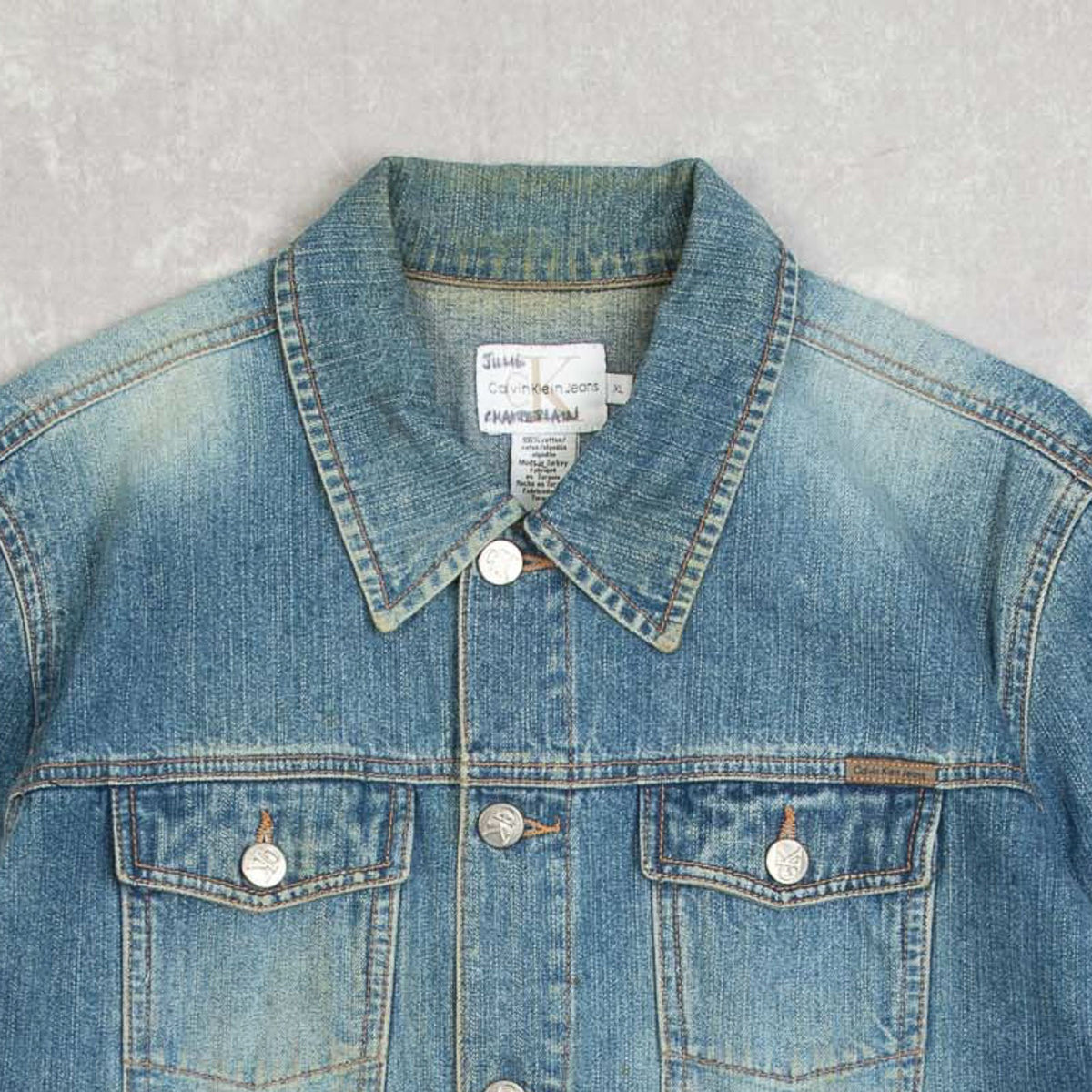 WOMEN'S VINTAGE 1990S CALVIN KLEIN DENIM FADER JACKET - X-LARGE