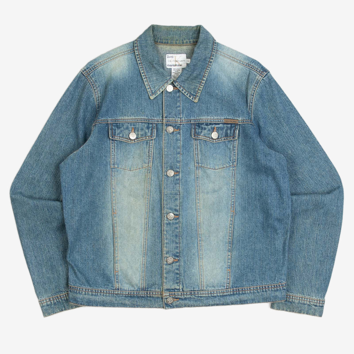WOMEN'S VINTAGE 1990S CALVIN KLEIN DENIM FADER JACKET - X-LARGE