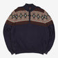 MEN'S VINTAGE IZOD QUATER ZIP PATTERNED KNITTED JUMPER - XX-LARGE