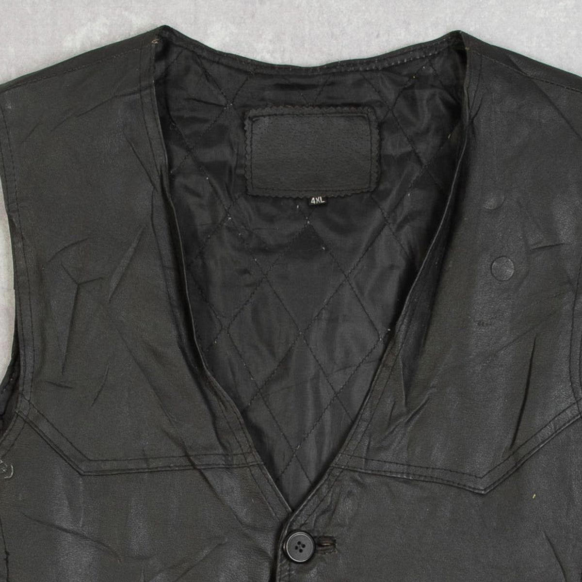 MEN'S VINTAGE 1990S LEATHER GILET JACKET - MEDIUM