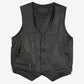 MEN'S VINTAGE 1990S LEATHER GILET JACKET - MEDIUM