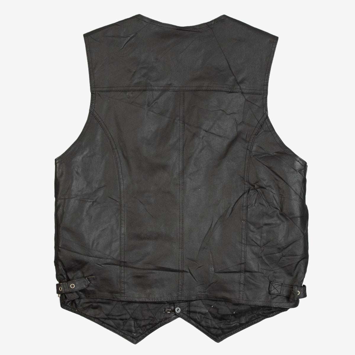 MEN'S VINTAGE 1990S LEATHER GILET JACKET - MEDIUM